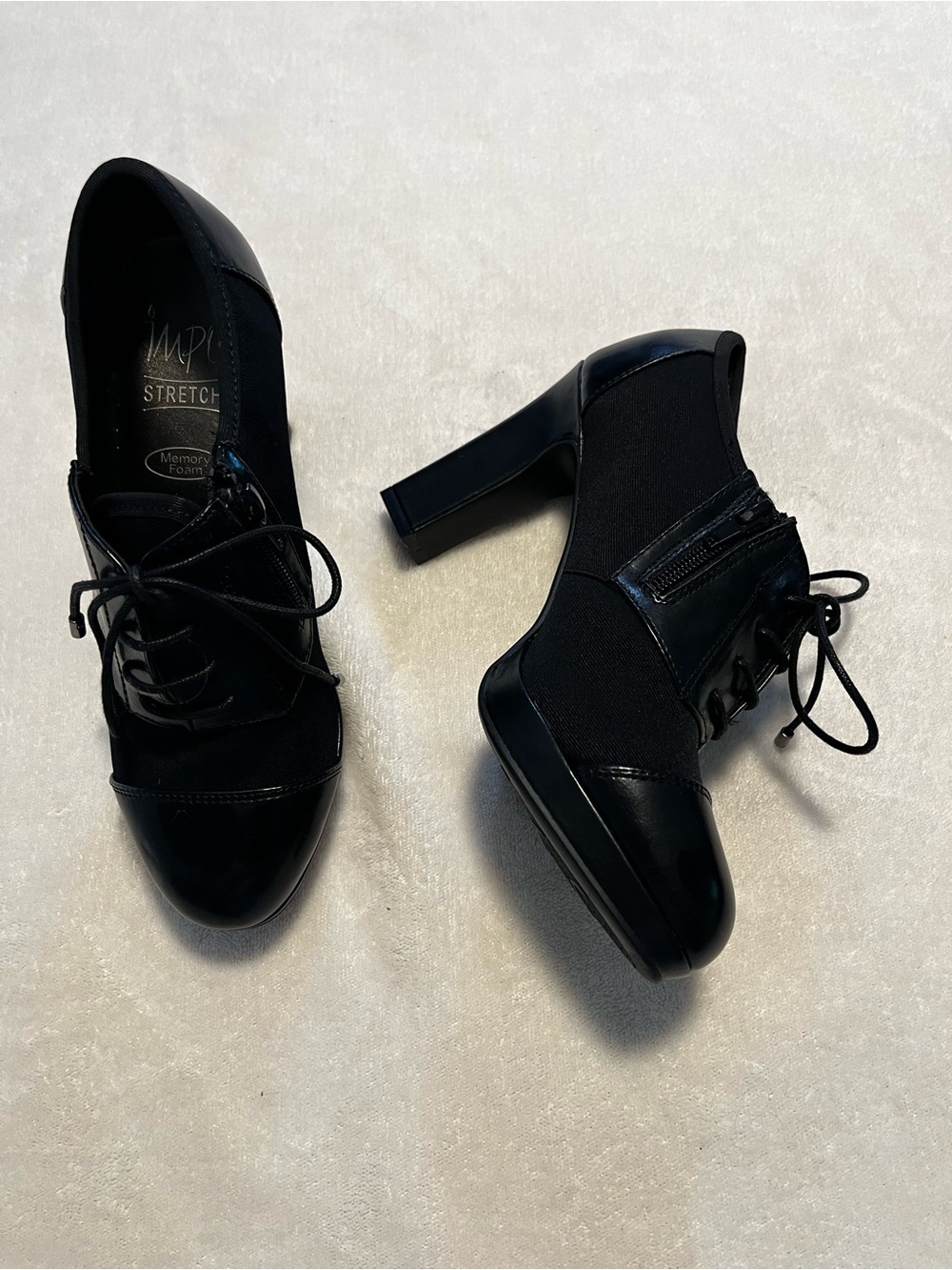 🌟 Impo Stretch Memory Foam Black Heeled Oxford Booties – Women’s Size 6M 🌟 - Picture 3 of 5